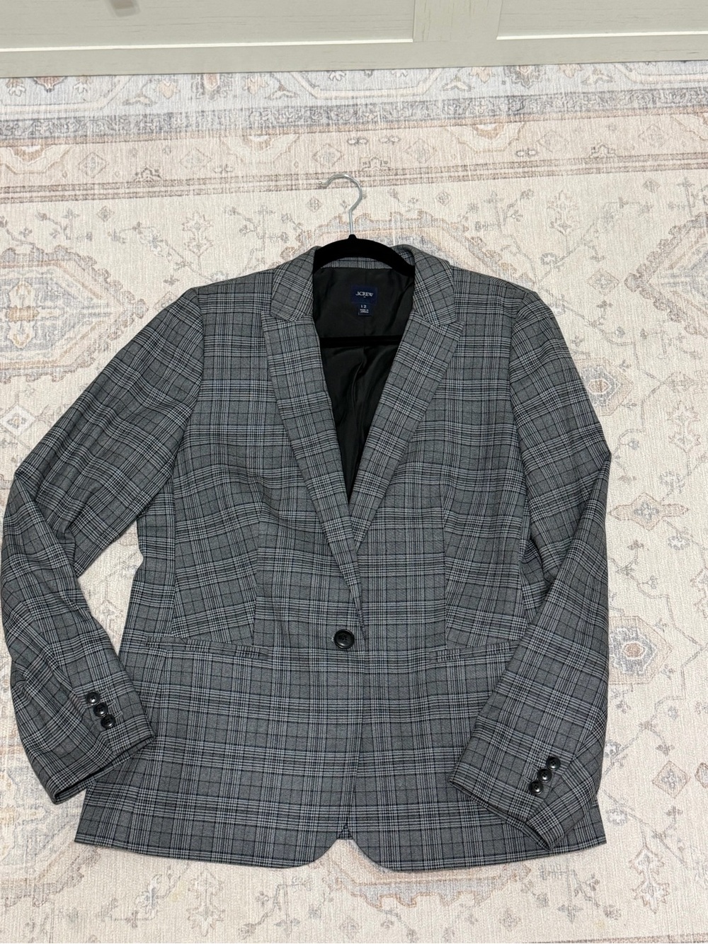 J. Crew Factory Gray Glen Plaid Single-Button Blazer